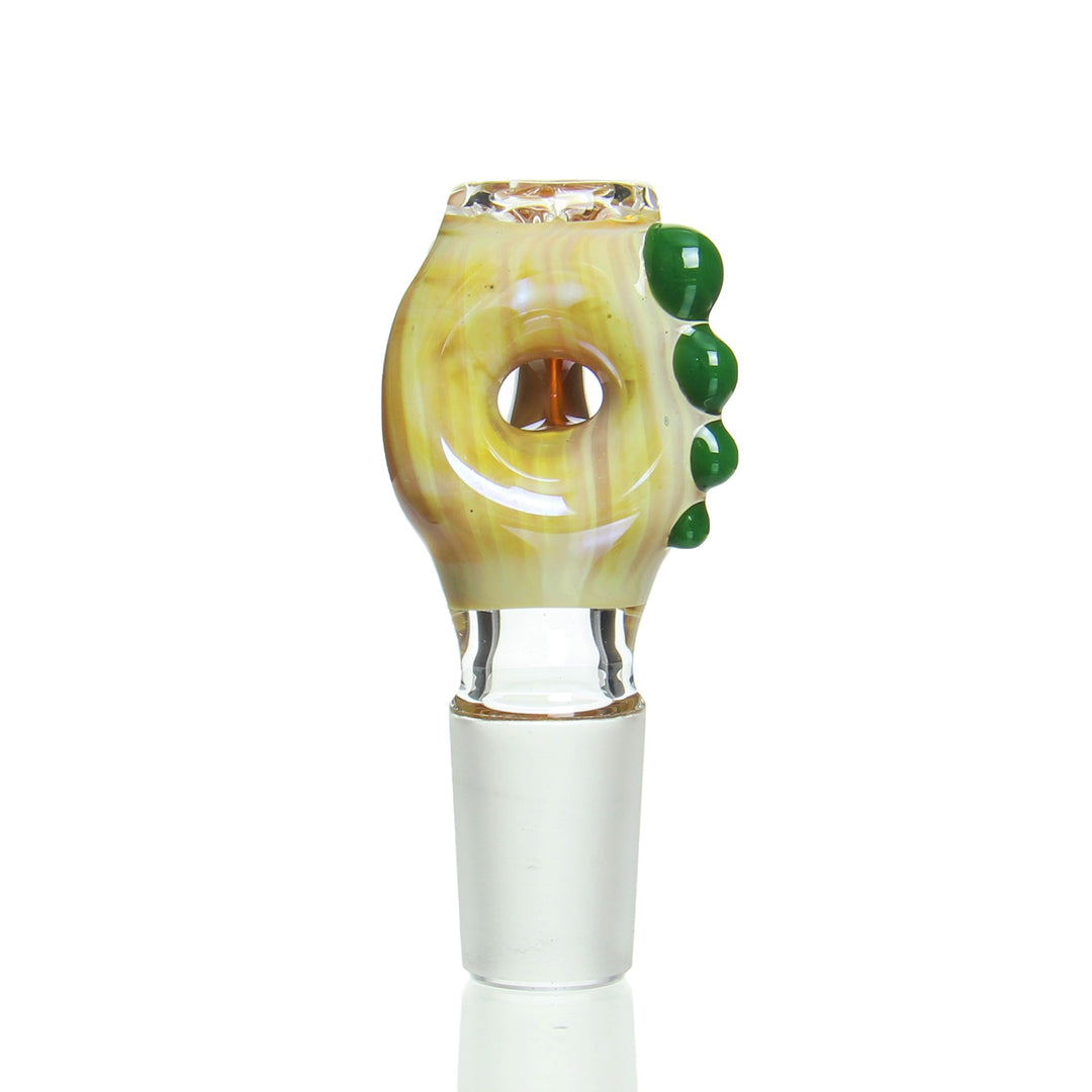Ben Wilson 18mm Triple Donut Disc Screen Slide Butterscotch — triple donut worked bowl slide with built-in disc screen