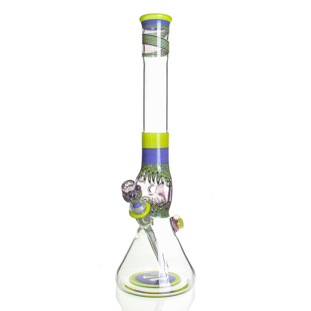 Ben Wilson Custom Triple Donut Beaker Yellow and Blue — custom triple-donut beaker bong in yellow and blue