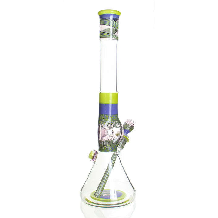 Ben Wilson Custom Triple Donut Beaker Yellow and Blue — yellow and blue triple donut beaker from alternate angle