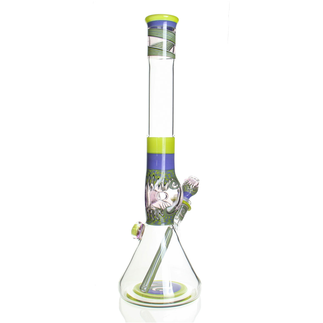 Ben Wilson Custom Triple Donut Beaker Yellow and Blue — yellow and blue triple donut beaker from alternate angle