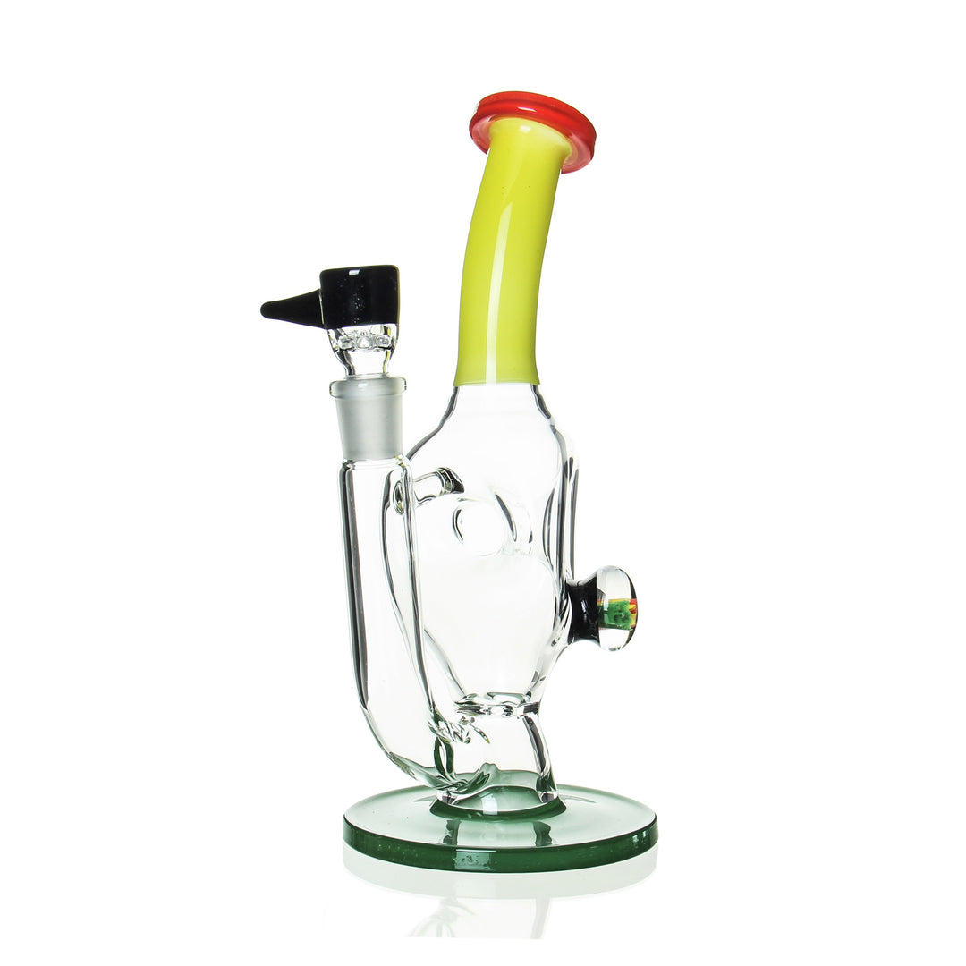 Ben Wilson Disc Perc Tube Rasta — disc-perc straight tube bong in rasta colorway