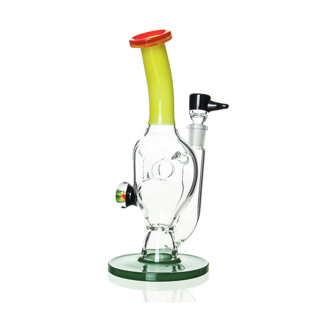 Ben Wilson Disc Perc Tube Rasta — rasta disc perc tube from alternate angle