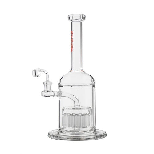 Biohazard 12in 37 Arm Tube Red — straight tube bong with 37 arm perc, alternate angle
