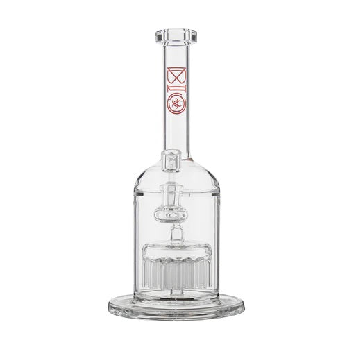 Biohazard 12in 37 Arm Tube Red — straight tube bong with 37 arm perc, perc and chamber detail