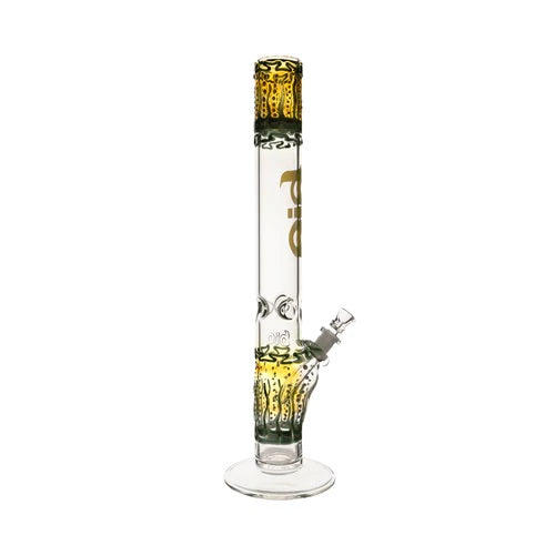 Biohazard 18in Worked Straight Green — worked straight tube bong, alternate angle