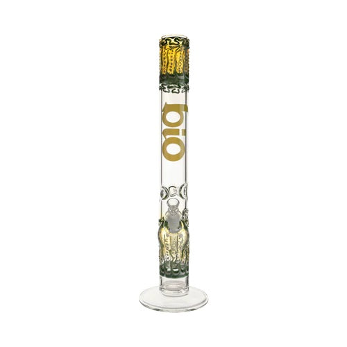 Biohazard 18in Worked Straight Green — worked straight tube bong, perc and chamber detail