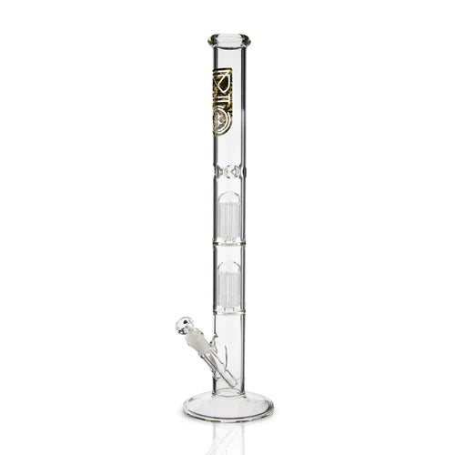 Biohazard 22in Straight Double 10 Arm Tree Perc Camo — straight tube bong with double 10 arm tree percs, perc and chamber detail