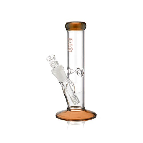 Biohazard 8in Straight Amber — compact straight tube bong, hero shot