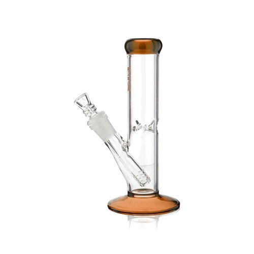 Biohazard 8in Straight Amber — compact straight tube bong, alternate angle