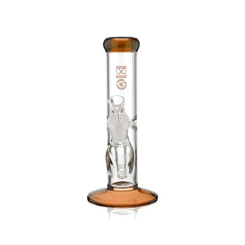 Biohazard 8in Straight Amber — compact straight tube bong, perc and chamber detail