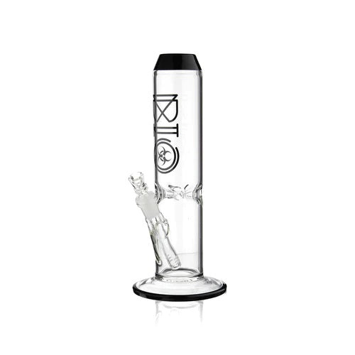 Biohazard 8in Straight Wide Chamber Black — wide chamber straight tube bong, hero shot