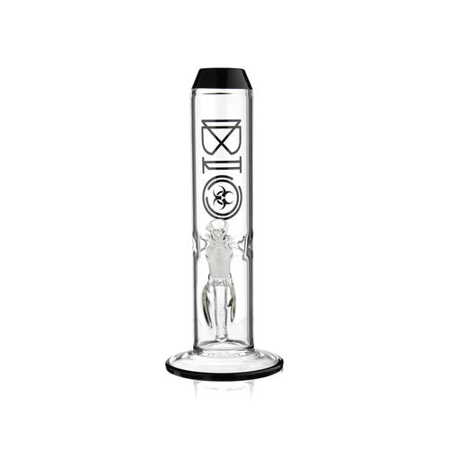 Biohazard 8in Straight Wide Chamber Black — wide chamber straight tube bong, alternate angle