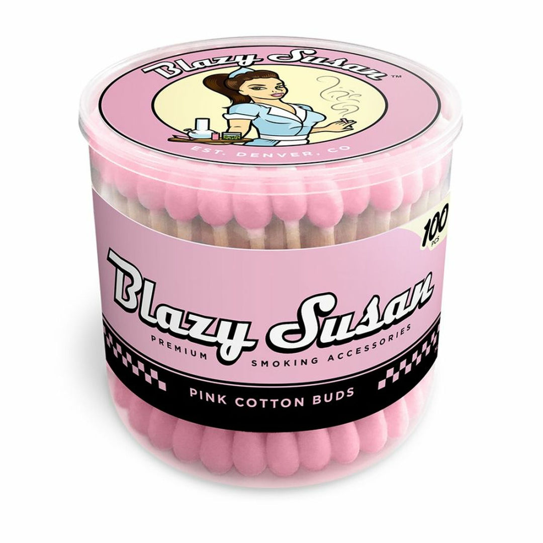 Blazy Susan Pink Cotton Buds 100 pcs — 100-count pink cotton buds for quartz banger cleaning