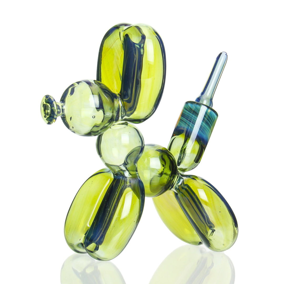 Blitzkriega Balloon Dog Deppes Darkness — heady glass dab rig sculpted like a balloon dog in Deppe's Darkness colorway