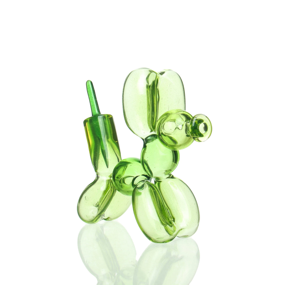 Blitzkriega Mini Balloon Dog Green — handblown mini balloon-dog sculpted dab rig in green