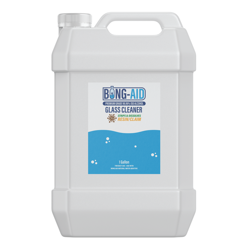 Bong Aid Glass Cleaner 1 Gallon — concentrated cleaning solution removes resin from bongs and dab rigs, gallon size