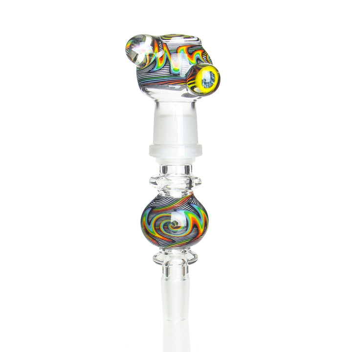 Boro Syndicate Dome and Adapter Set Rainbow Wig Wag — handblown dome and adapter set with rainbow wig wag pattern