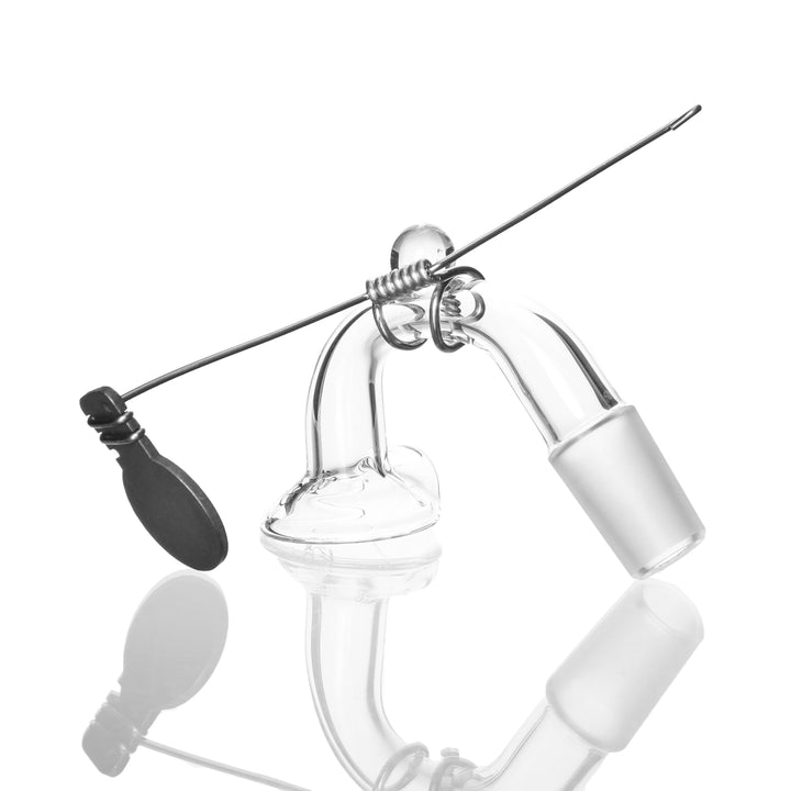 Boro Syndicate Vapor Curve 18mm Male 45deg — glass vapor curve for dab rigs, hero shot