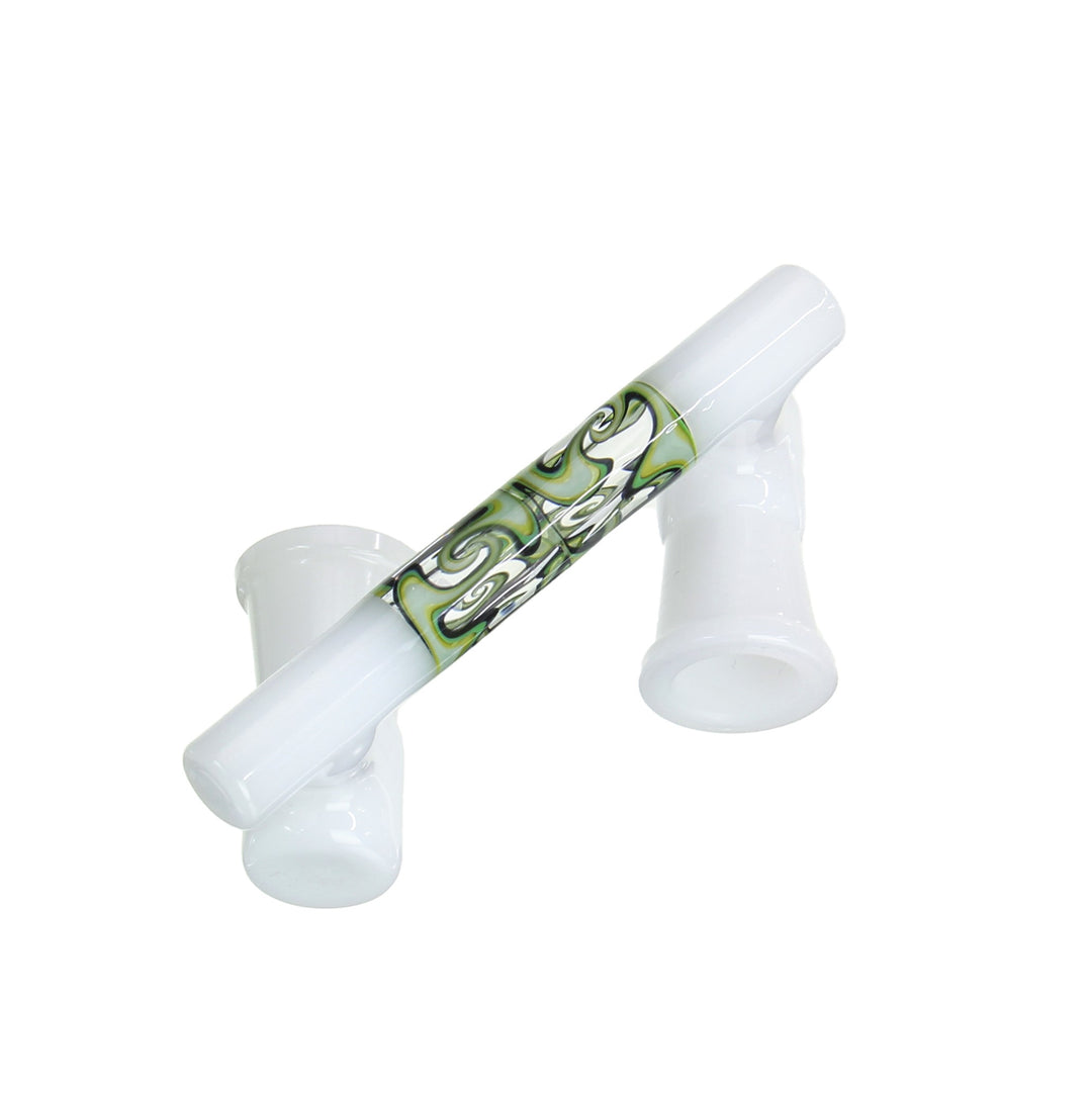 Boro Syndicate Worked Low Rider Drop Down 14mm Female to 14mm Female White — low profile drop down adapter for water pipes