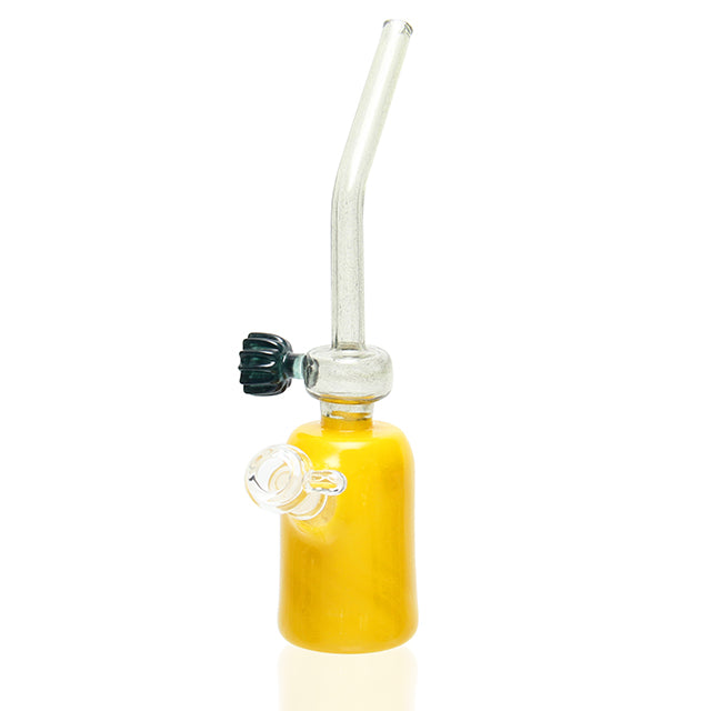 Bose Oner Glass DabsOmatic Bubbler Yellow Cadmium accent dab rig with 10mm male joint