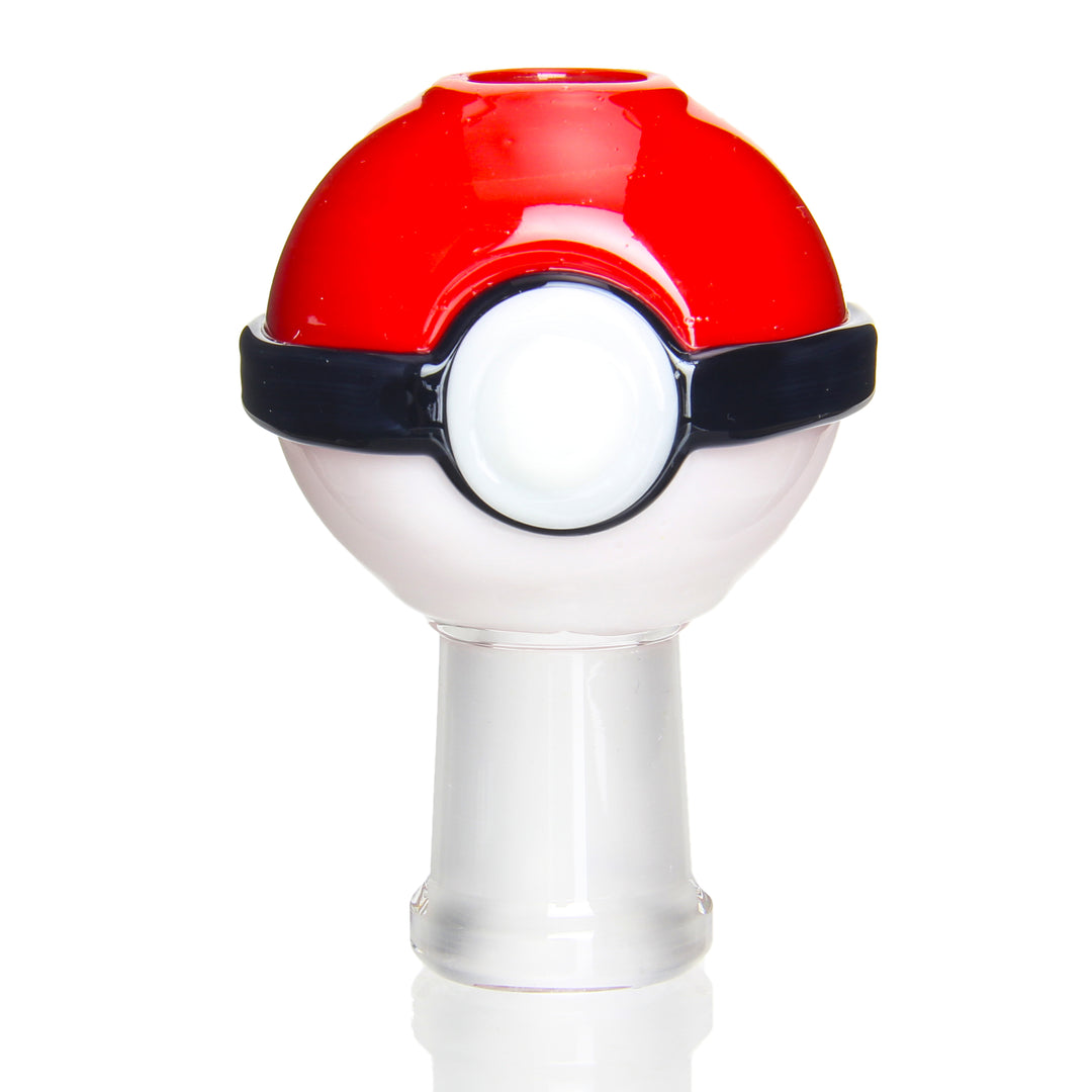 BTGB 14mm Pokeball Dome — heady glass slide dome with Pokeball character sculpting in red and white