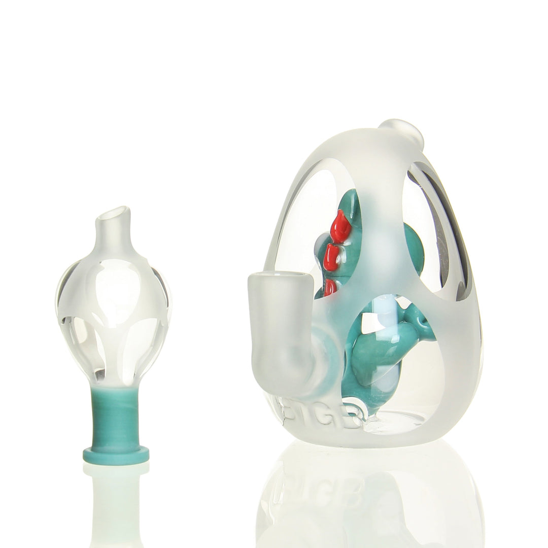 BTGB Mini Yoshi Egg Aqua — handblown mini Yoshi-egg sculpted dab rig in Aqua