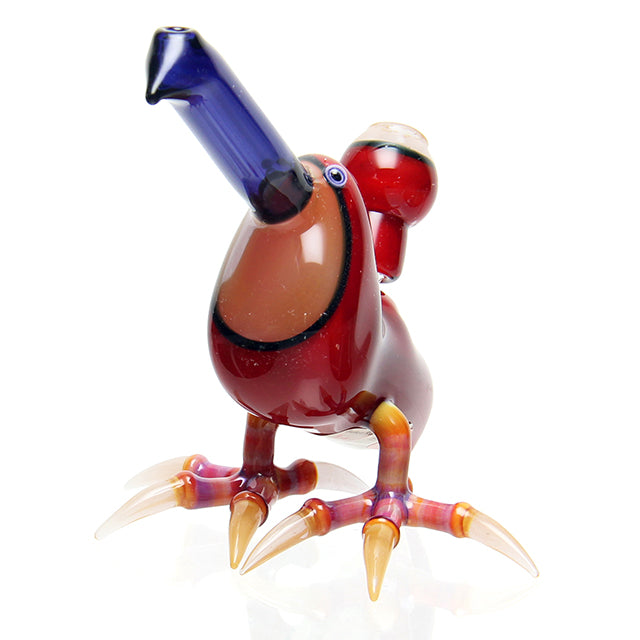 Burtoni Glass Toucan Bubbler Red sculptural mini dab rig with 10mm male joint