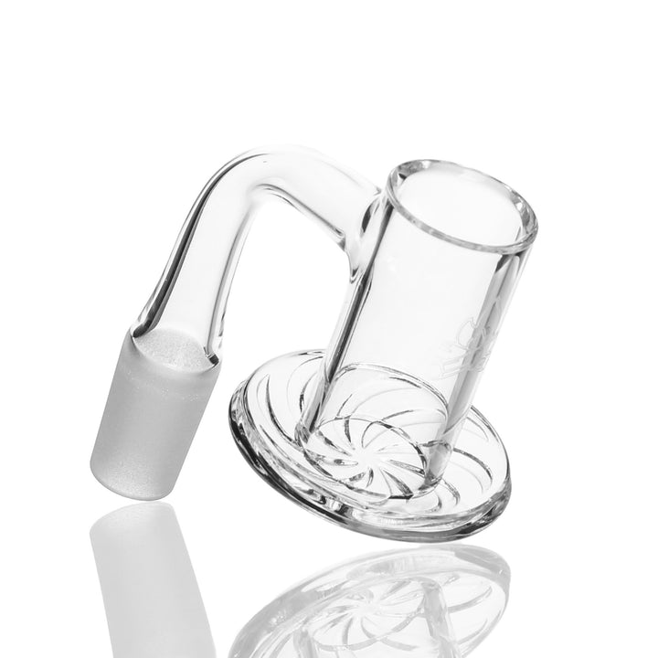 Campfire Quartz Blender Banger 14mm Male 90deg — Blender-style quartz banger with 14mm male joint at 90 degrees