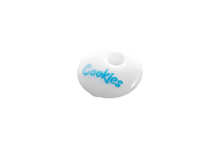 Cookies SF Bite Hand Pipe — White colorway cookie bite glass spoon pipe, bowl detail