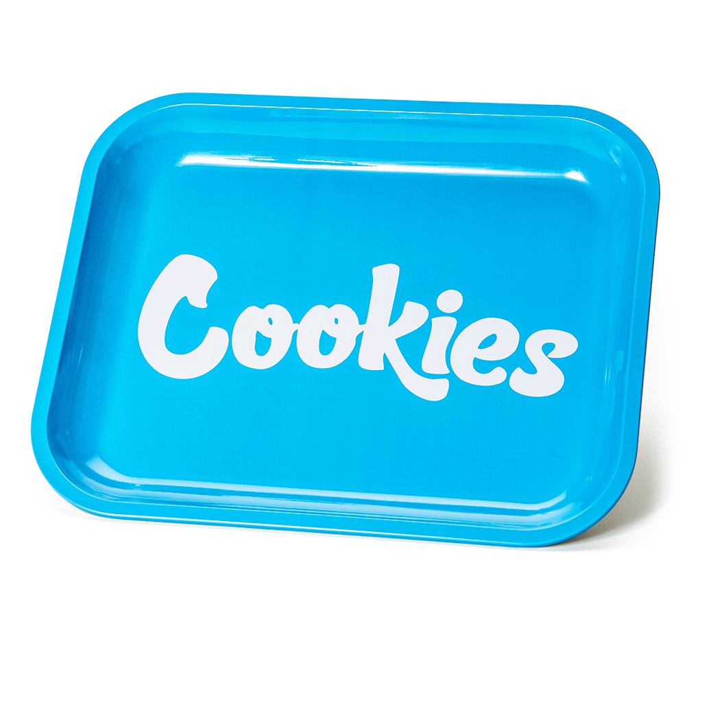 Cookies SF Large Metal Rolling Tray Blue — large metal rolling tray with Cookies SF branding in blue
