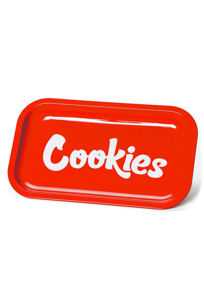 Cookies SF Medium Metal Rolling Tray Red — medium metal rolling tray with Cookies SF branding in red