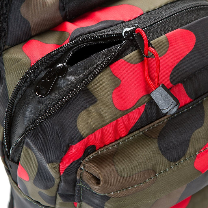 Cookies SF Rack Pack Over The Shoulder Bag Red Camo — red camo Rack Pack shoulder bag from alternate angle