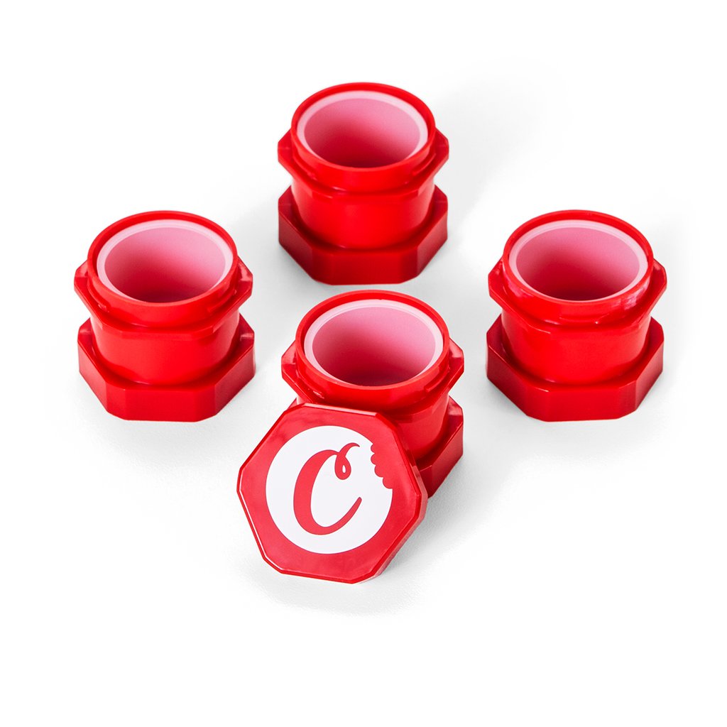 Cookies SF V2 Mini Stackable Jars Red — red V2 mini stackable jars from alternate angle