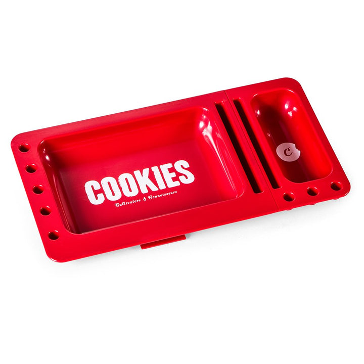 Cookies V3 Rolling Tray 3.0 Red — Cookies branded rolling tray with built-in storage compartment in red