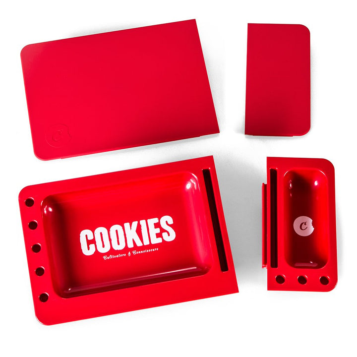 Cookies V3 Rolling Tray 3.0 Red — Cookies V3 rolling tray shown from alternate angle