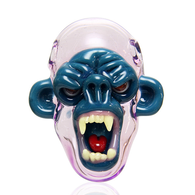 Coyle Condenser Glass Monkey Head Pendant Peacock and Purple Rain colorway wearable accessory