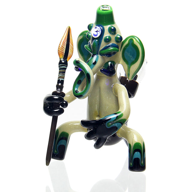 Creep Glass Ganesh Warrior Bubbler sculptural mini dab rig with 14mm male joint