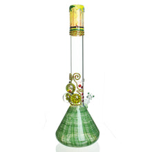 Load image into Gallery viewer, HVY Glass - 19&quot; Three Marble Rake Beaker - Green &amp; Rasta