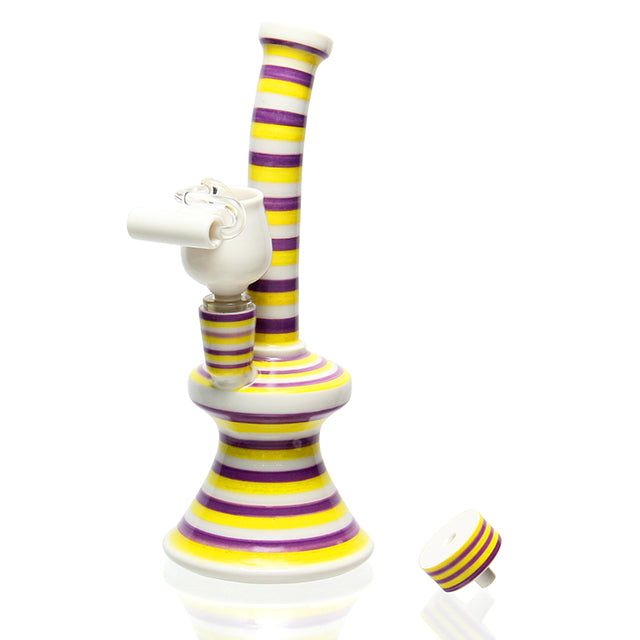DCN Porcelain Polished Mini Tube Purple and Yellow ceramic bong with 10mm female joint