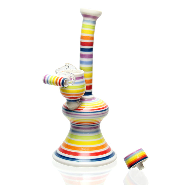 DCN Porcelain Fixed Bucket Polished Mini Tube Rainbow ceramic bong