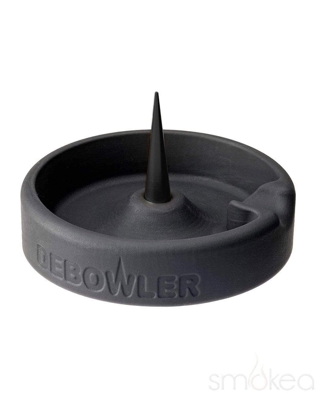 Debowler Minimalist Silicone Ashtray Black with Black Spike — minimalist silicone ashtray in black with black debowler spike