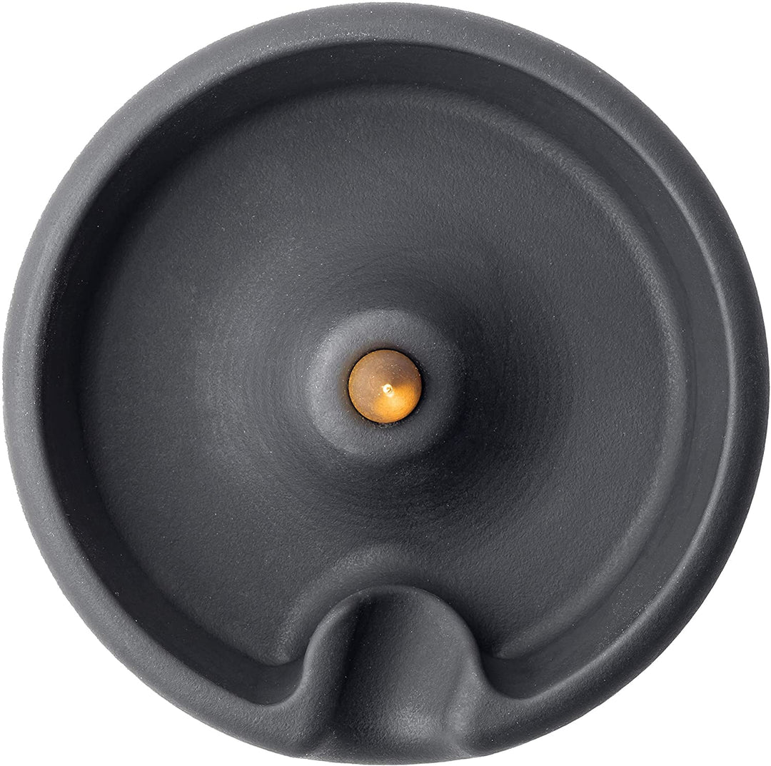 Debowler Minimalist Silicone Ashtray Black with Gold Spike — black ashtray with gold spike from alternate angle
