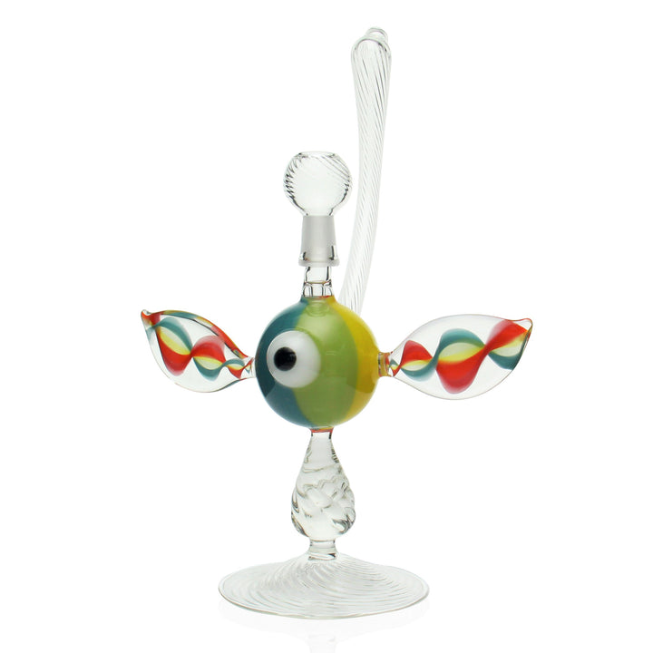 Down Neck Glass Beach Ball Bubbler sculptural dab rig with 14mm male joint