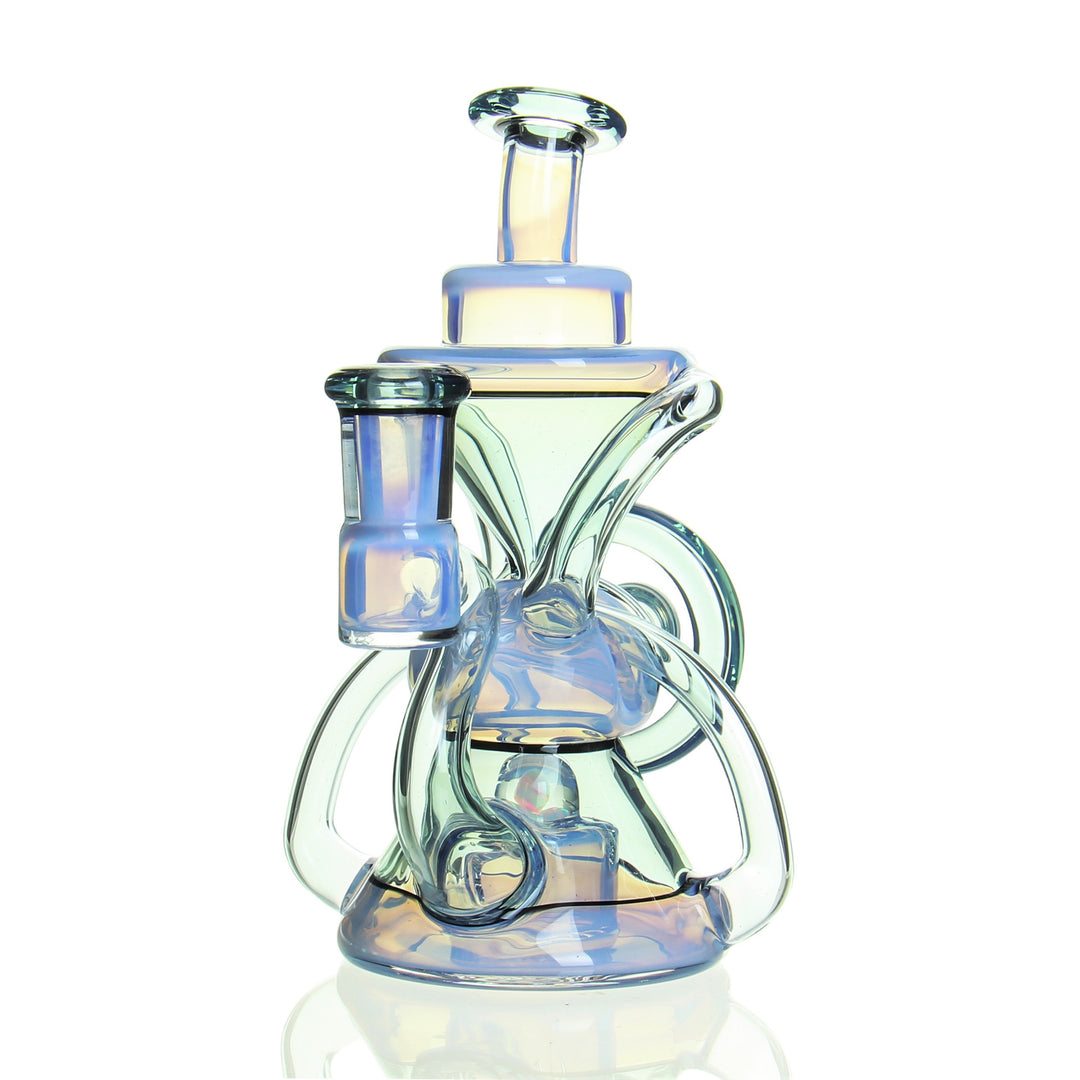 E.F. Norris 2 Tone Recycler Aquamania and Opal Skyline — 2-tone recycler dab rig in Aquamania and Opal Skyline colorway