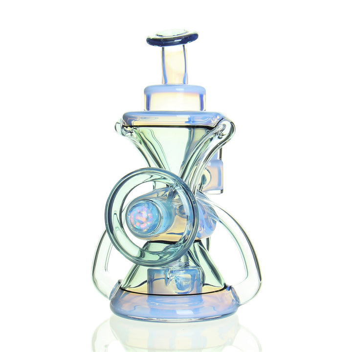 E.F. Norris 2 Tone Recycler Aquamania and Opal Skyline — Aquamania and Opal Skyline recycler from alternate angle