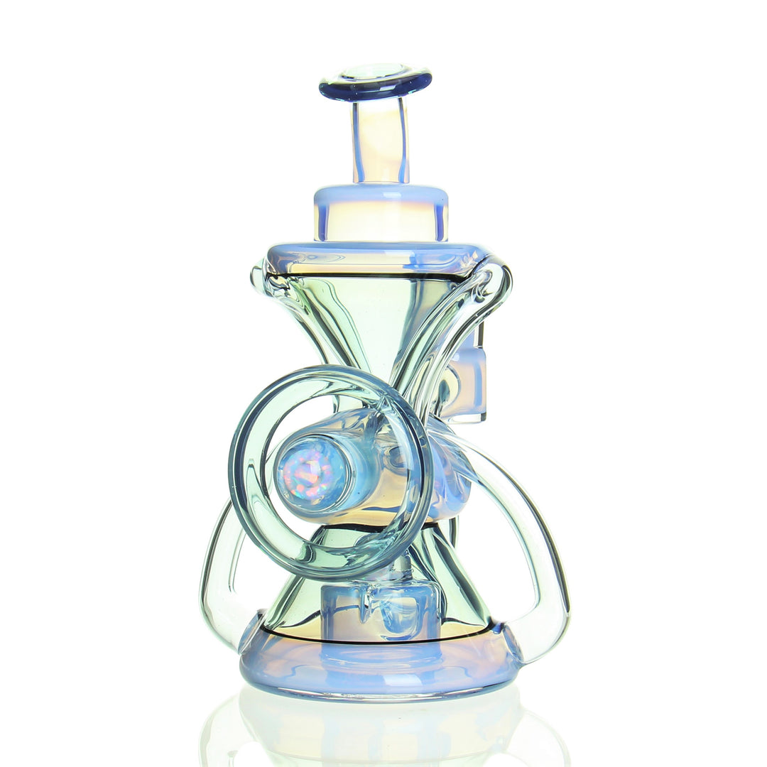 E.F. Norris 2 Tone Recycler Aquamania and Opal Skyline — Aquamania and Opal Skyline recycler from alternate angle