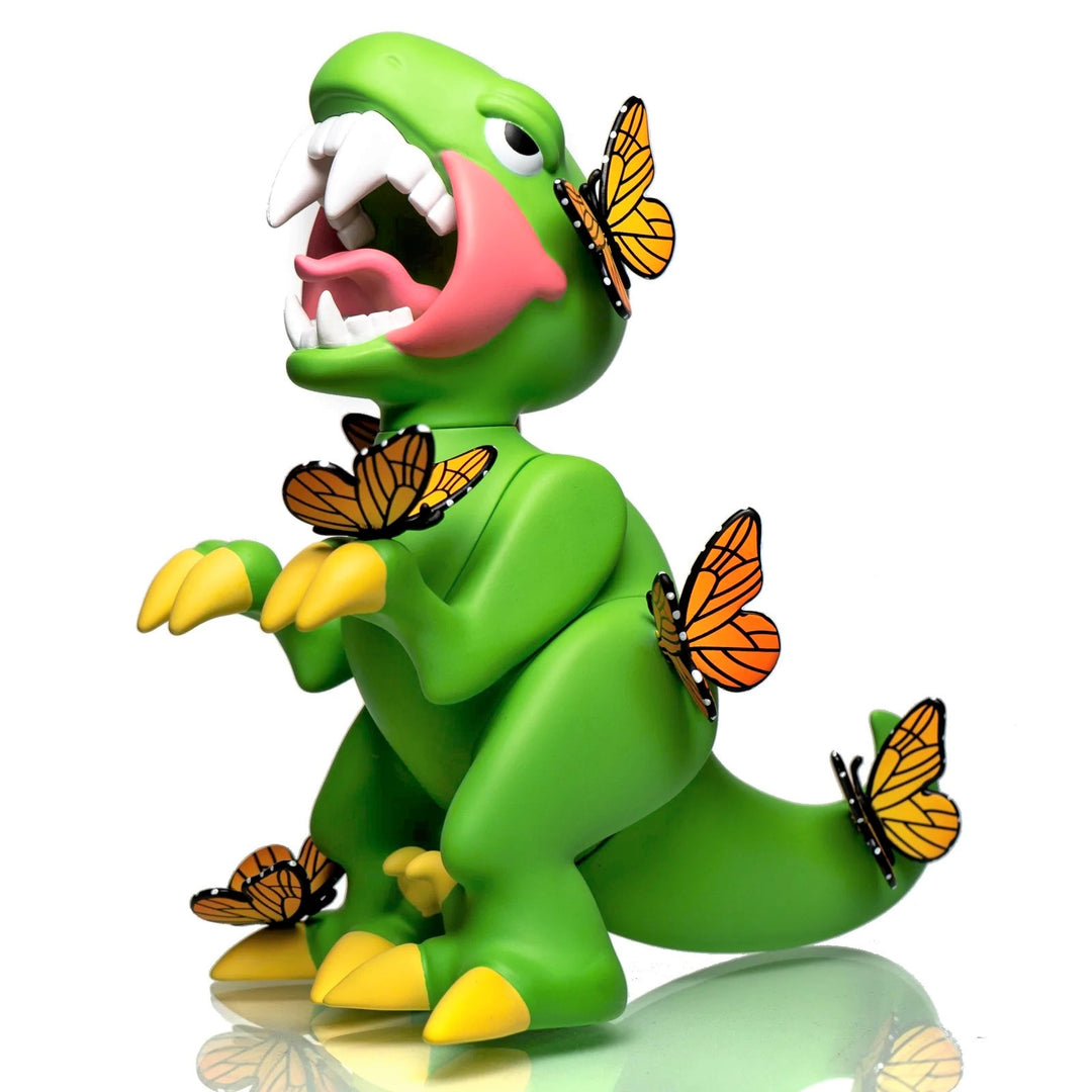 Elbo x Felt Raptor Vinyl Toy Green — Elbo Glass and Felt collab Raptor vinyl toy in green, front view
