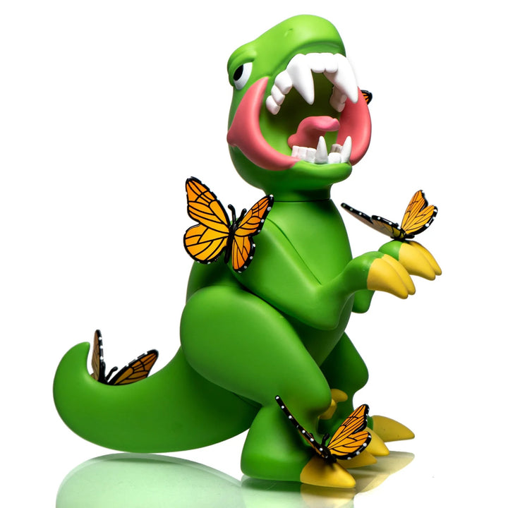 Elbo x Felt Raptor Vinyl Toy Green — green Raptor vinyl toy side view