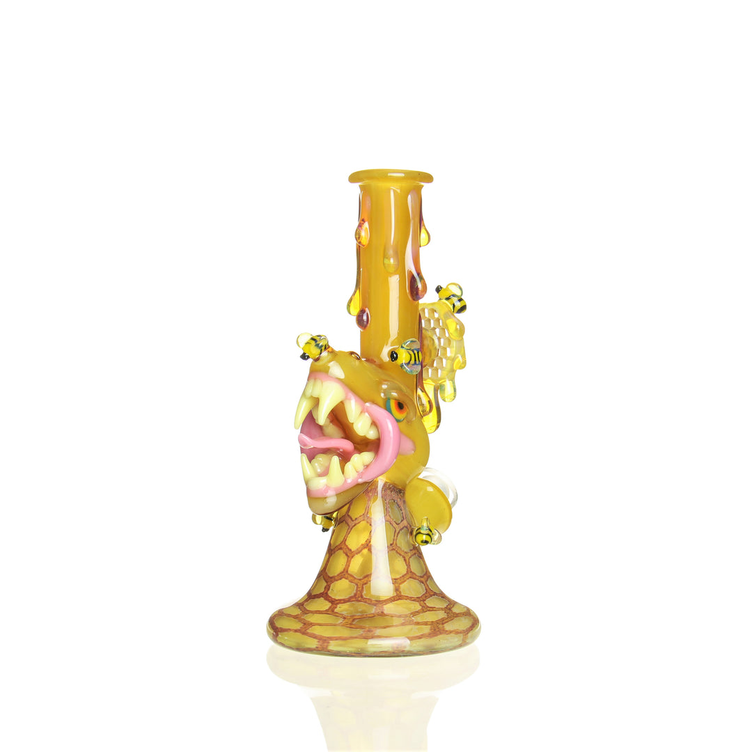 Elbo x Joe P Honey Raptor Tube — Elbo Glass and Joe P collab Honey Raptor sculpted tube bong