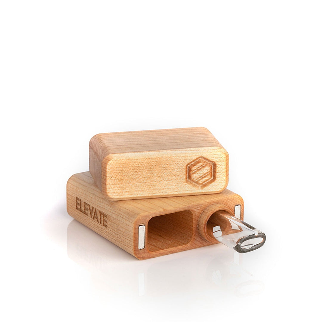 Elevate Classic Dugout Maple Wood — wooden dugout stash box with one-hitter storage, maple finish, hero shot